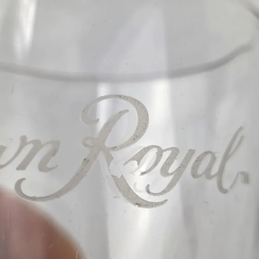 Set of 2 Crown Royal Whiskey Rocks Glasses Etched Logo Heavy Base Bar Tumblers